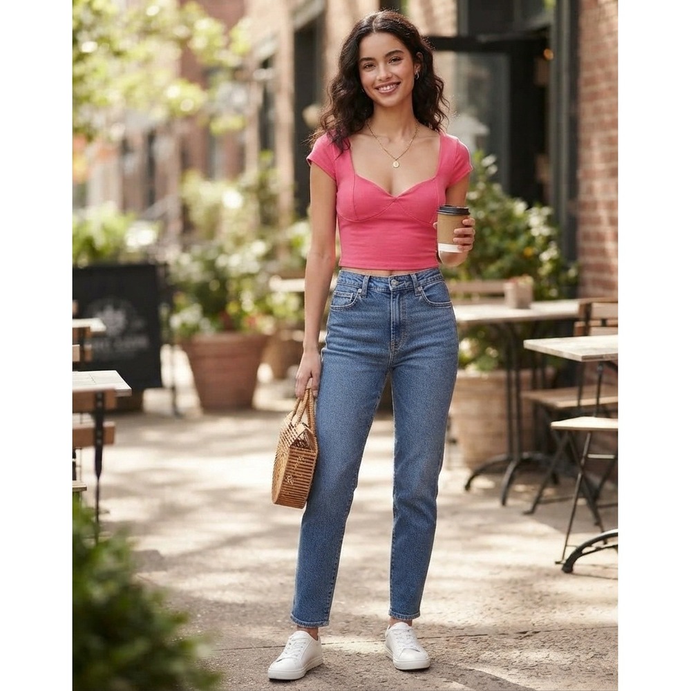 Blue Blush Forever 21 Pink Sweetheart Neck Crop Top BT20234F Large NWT